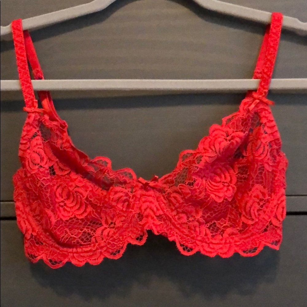 Adore Me Red Lace Unlined Bra